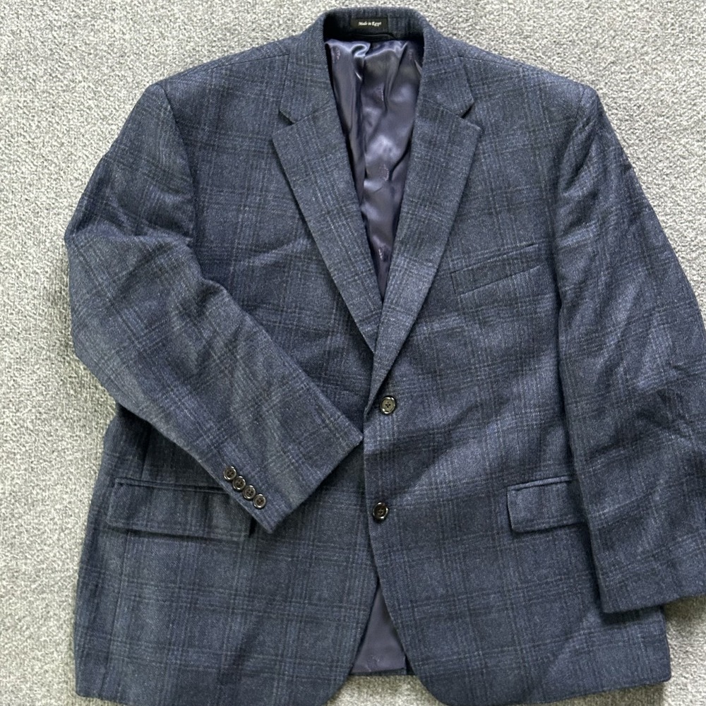 Lauren Ralph Lauren Blazer Mens 46S Blue Plaid Wool Tweed 2 Button Sport Coat